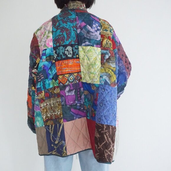 Vintage Multicolor Floral Patchwork Quilted Button Front Jacket Shacket M - Picture 2 of 11